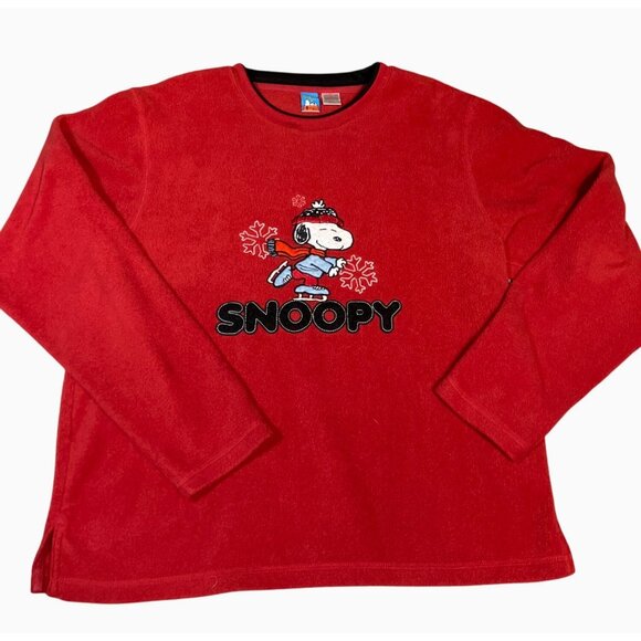 Peanuts Snoopy Red Fleece Pullover Sweatshirt XLarge Vintage - Picture 1 of 6